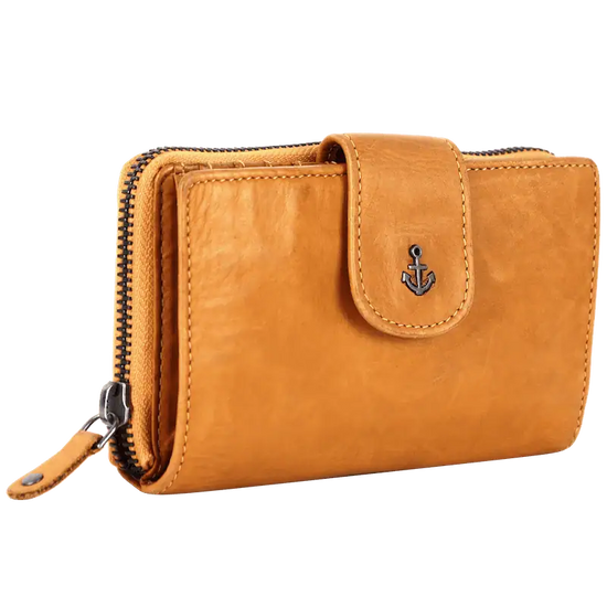 Geldbörse 16x9cm in Gelb mit Reißverschluss und Lasche - leder-accessoires.com