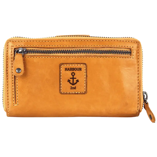 Geldbörse 16x9cm in Gelb mit Reißverschluss und Lasche - leder-accessoires.com