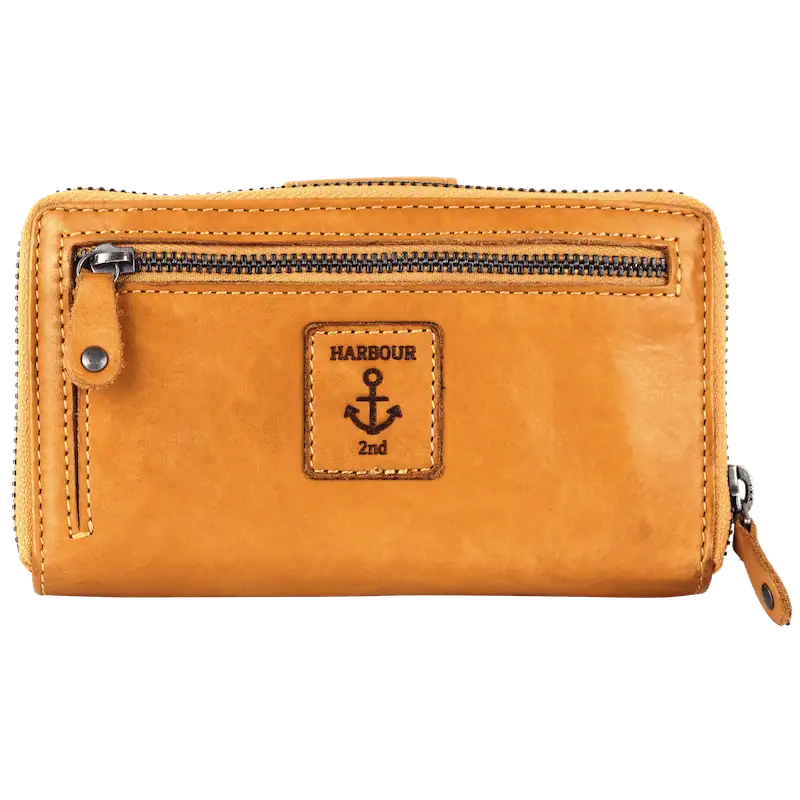 Geldbörse 16x9cm in Gelb mit Reißverschluss und Lasche - leder-accessoires.com