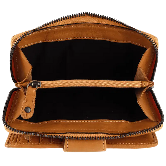 Geldbörse 16x9cm in Gelb mit Reißverschluss und Lasche - leder-accessoires.com
