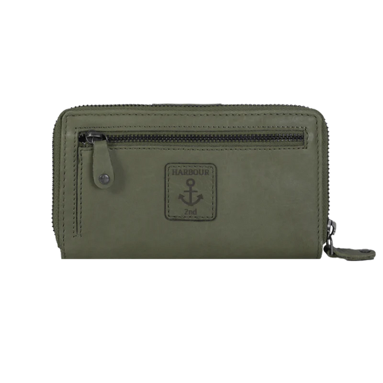 Geldbörse 16x9cm in Grün|Oliv mit Reißverschluss und Lasche - leder-accessoires.com