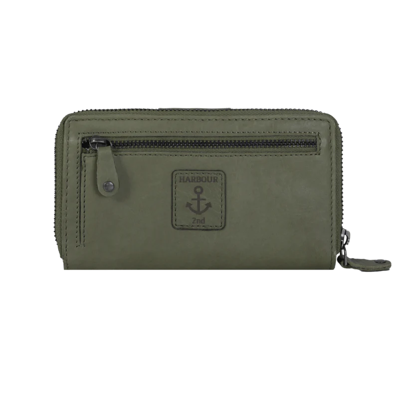 Geldbörse 16x9cm in Grün|Oliv mit Reißverschluss und Lasche - leder-accessoires.com