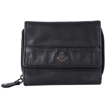 Geldbörse 12x9,5cm in Schwarz mit separatem Reißverschlussfach - leder-accessoires.com