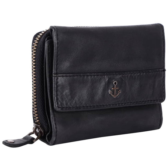 Geldbörse 12x9,5cm in Schwarz mit separatem Reißverschlussfach - leder-accessoires.com
