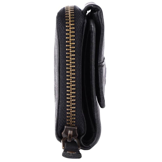 Geldbörse 12x9,5cm in Schwarz mit separatem Reißverschlussfach - leder-accessoires.com