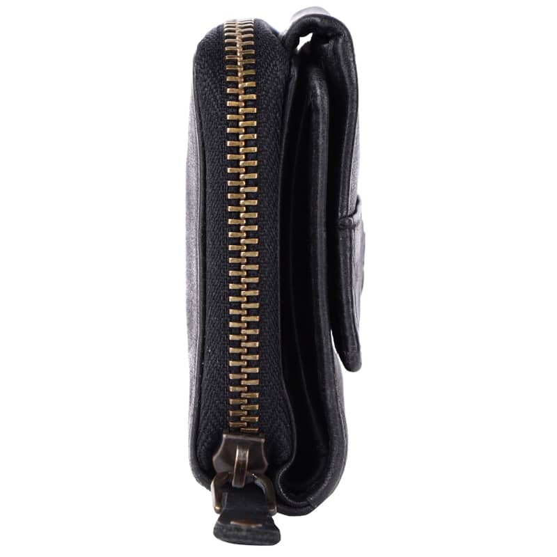 Geldbörse 12x9,5cm in Schwarz mit separatem Reißverschlussfach - leder-accessoires.com