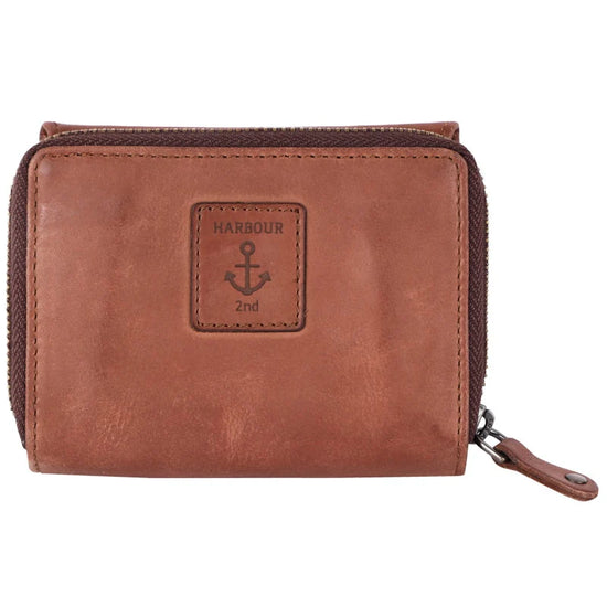 Geldbörse 12x9,5cm in Cognac mit separatem Reißverschlussfach - leder-accessoires.com