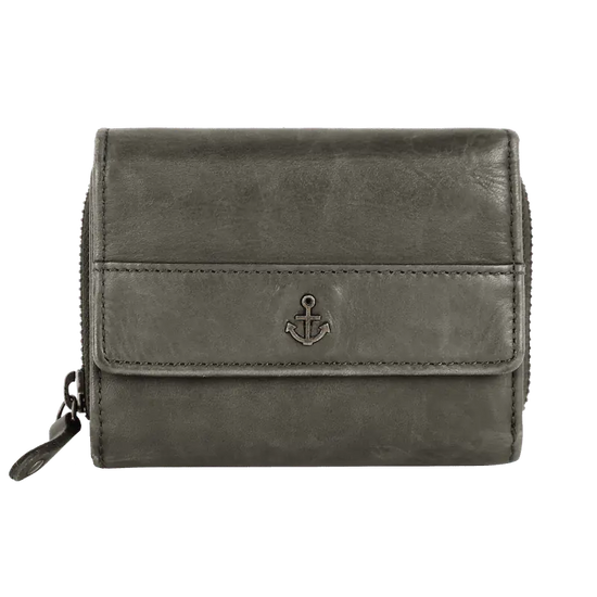 Geldbörse 12x9,5cm in Grün|Oliv mit separatem Reißverschlussfach - leder-accessoires.com