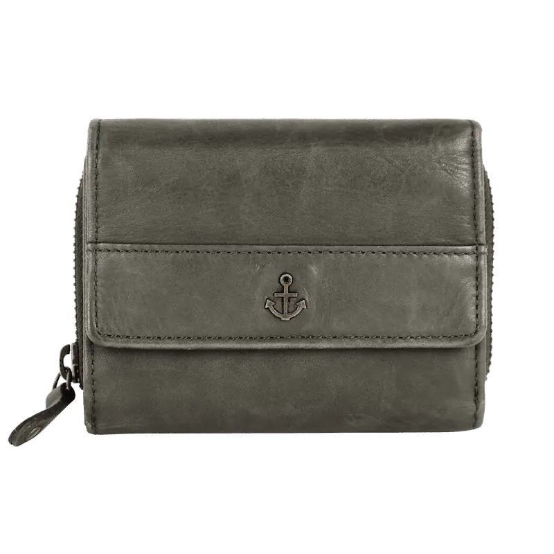 Geldbörse 12x9,5cm in Grün|Oliv mit separatem Reißverschlussfach - leder-accessoires.com