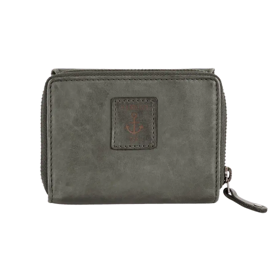 Geldbörse 12x9,5cm in Grün|Oliv mit separatem Reißverschlussfach - leder-accessoires.com