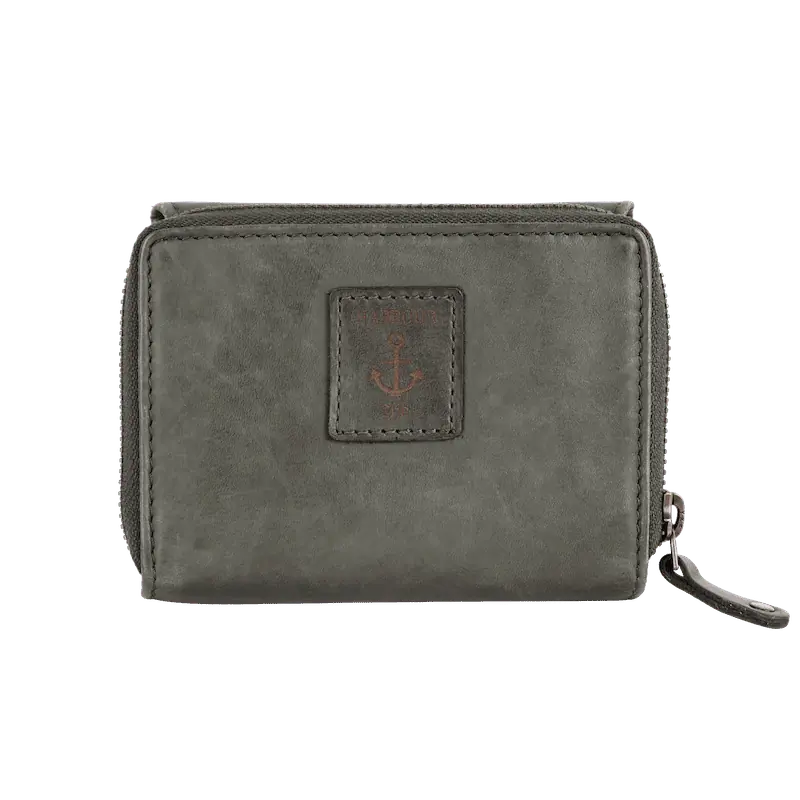 Geldbörse 12x9,5cm in Grün|Oliv mit separatem Reißverschlussfach - leder-accessoires.com