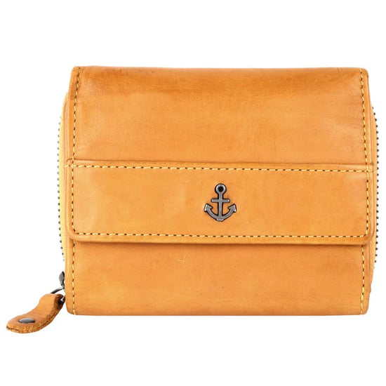 Geldbörse 12x9,5cm in Gelb mit separatem Reißverschlussfach - leder-accessoires.com