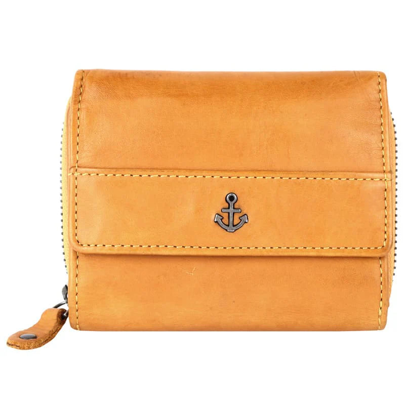 Geldbörse 12x9,5cm in Gelb mit separatem Reißverschlussfach - leder-accessoires.com