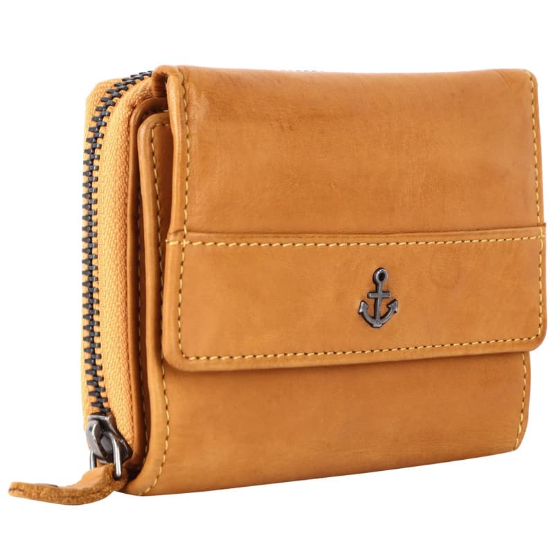 Geldbörse 12x9,5cm in Gelb mit separatem Reißverschlussfach - leder-accessoires.com