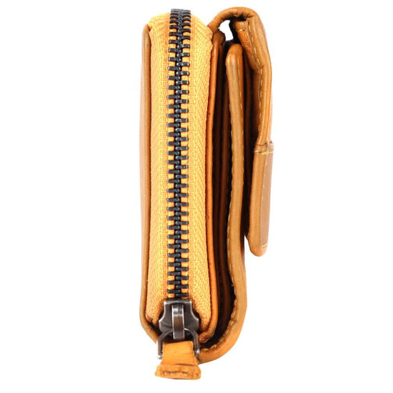 Geldbörse 12x9,5cm in Gelb mit separatem Reißverschlussfach - leder-accessoires.com