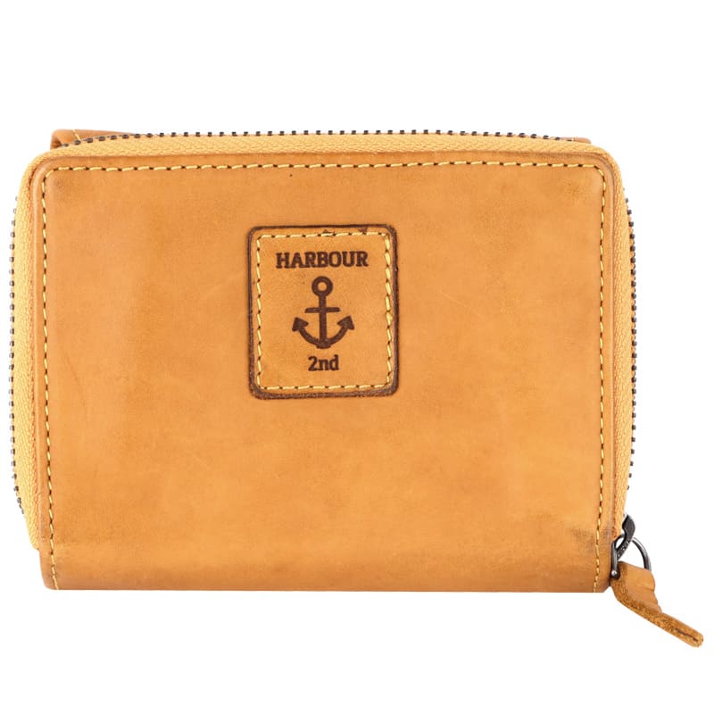 Geldbörse 12x9,5cm in Gelb mit separatem Reißverschlussfach - leder-accessoires.com