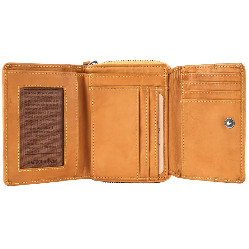 Geldbörse 12x9,5cm in Gelb mit separatem Reißverschlussfach - leder-accessoires.com