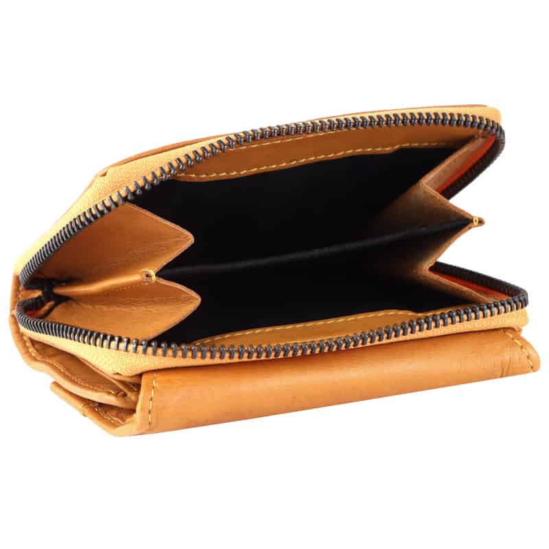Geldbörse 12x9,5cm in Gelb mit separatem Reißverschlussfach - leder-accessoires.com