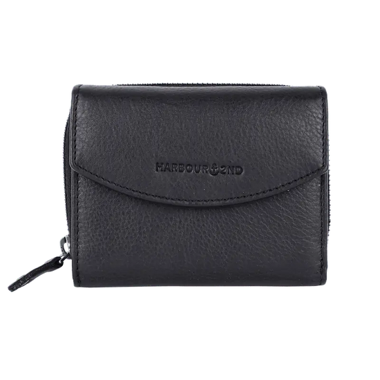 Geldbörse 12x10cm in Schwarz mit separatem Reißverschlussfach - leder-accessoires.com