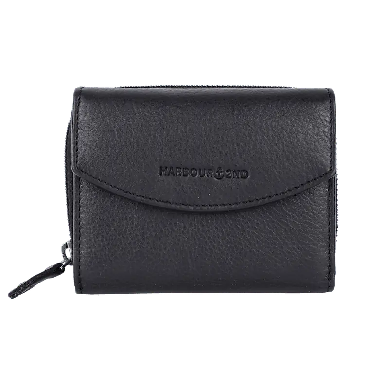 Geldbörse 12x10cm in Schwarz mit separatem Reißverschlussfach - leder-accessoires.com