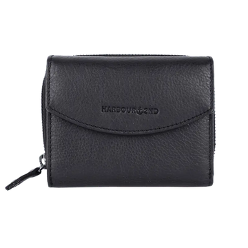 Geldbörse 12x10cm in Schwarz mit separatem Reißverschlussfach - leder-accessoires.com