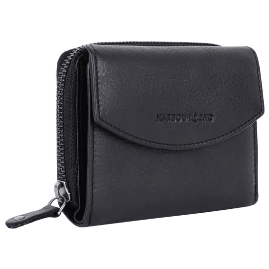 Geldbörse 12x10cm in Schwarz mit separatem Reißverschlussfach - leder-accessoires.com