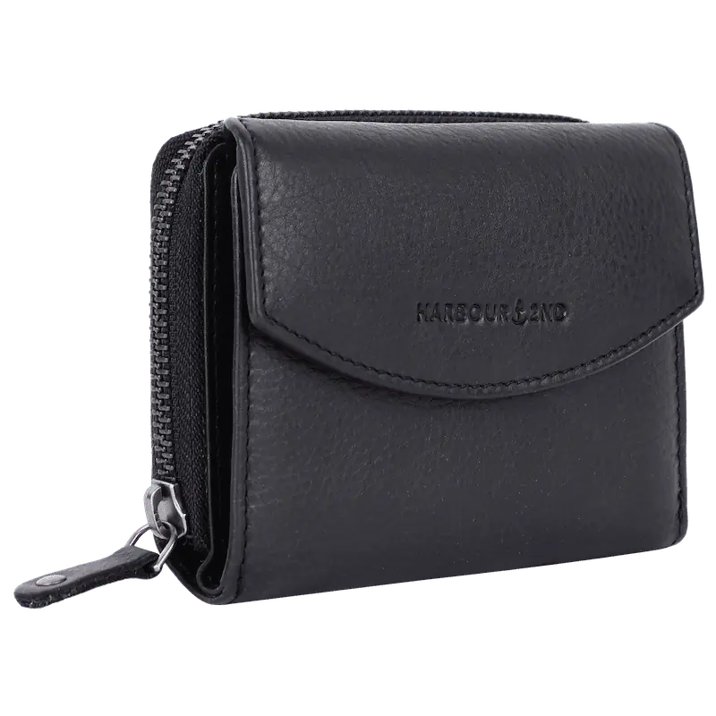 Geldbörse 12x10cm in Schwarz mit separatem Reißverschlussfach - leder-accessoires.com
