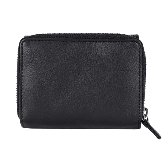 Geldbörse 12x10cm in Schwarz mit separatem Reißverschlussfach - leder-accessoires.com