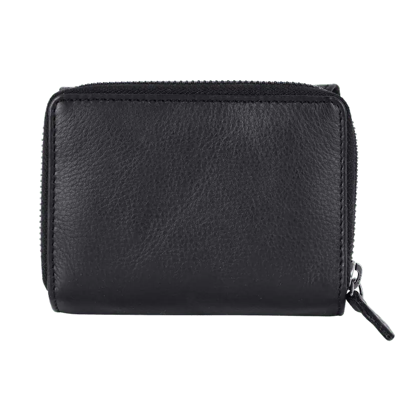 Geldbörse 12x10cm in Schwarz mit separatem Reißverschlussfach - leder-accessoires.com