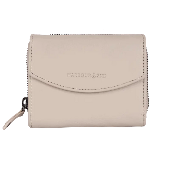 Geldbörse 12x10cm in Creme mit separatem Reißverschlussfach - leder-accessoires.com