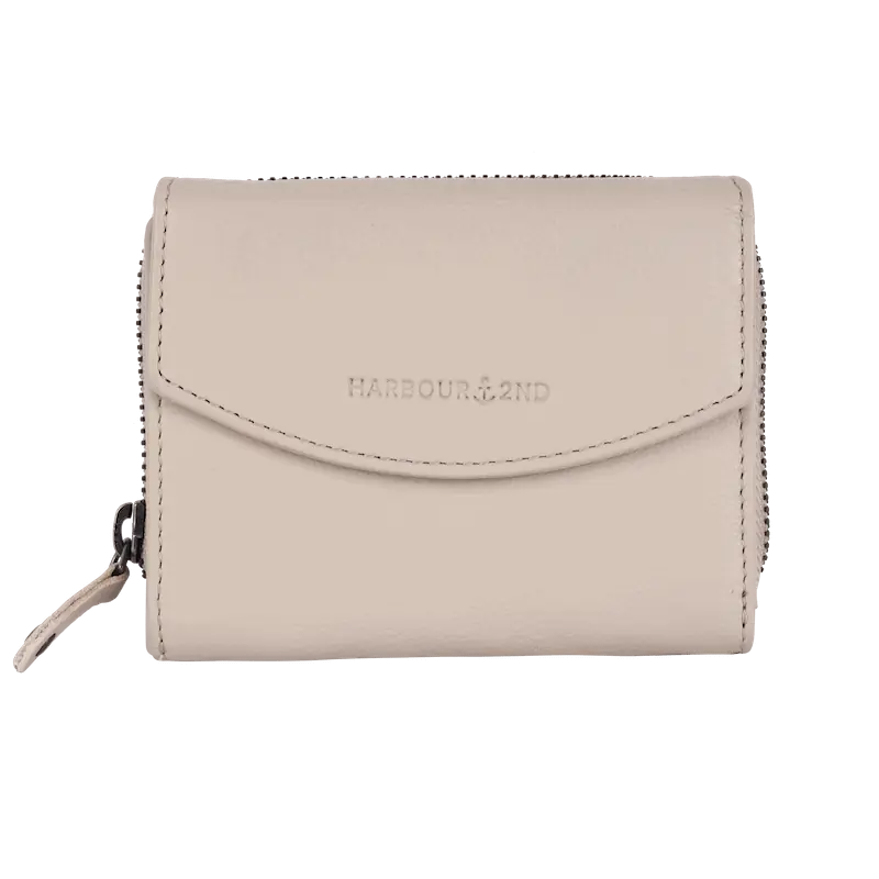 Geldbörse 12x10cm in Creme mit separatem Reißverschlussfach - leder-accessoires.com