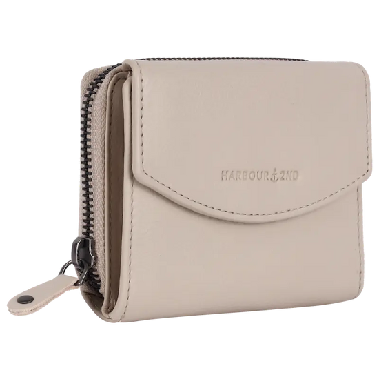 Geldbörse 12x10cm in Creme mit separatem Reißverschlussfach - leder-accessoires.com