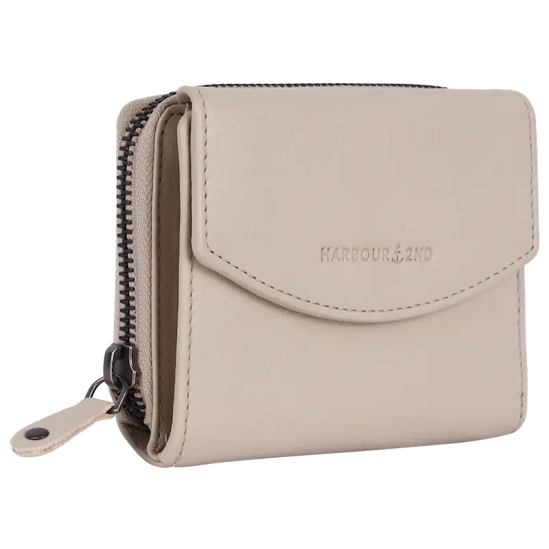 Geldbörse 12x10cm in Creme mit separatem Reißverschlussfach - leder-accessoires.com