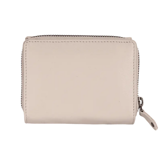 Geldbörse 12x10cm in Creme mit separatem Reißverschlussfach - leder-accessoires.com