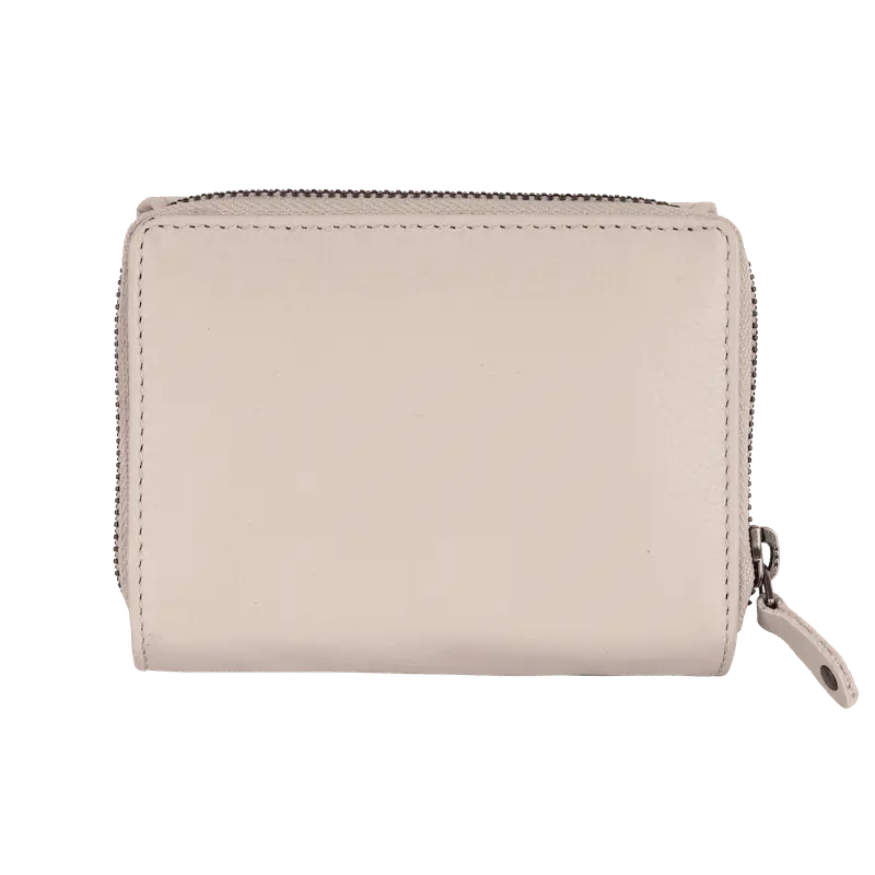 Geldbörse 12x10cm in Creme mit separatem Reißverschlussfach - leder-accessoires.com