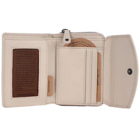 Geldbörse 12x10cm in Creme mit separatem Reißverschlussfach - leder-accessoires.com
