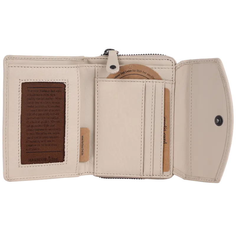 Geldbörse 12x10cm in Creme mit separatem Reißverschlussfach - leder-accessoires.com