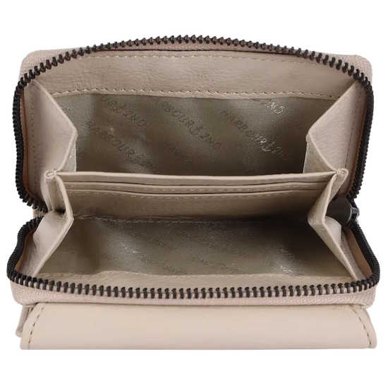 Geldbörse 12x10cm in Creme mit separatem Reißverschlussfach - leder-accessoires.com