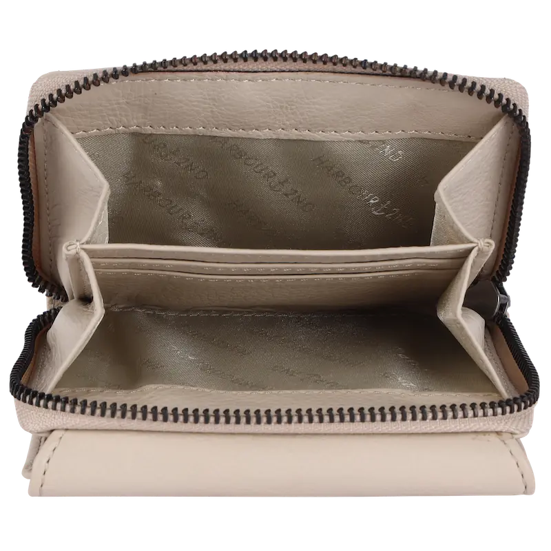 Geldbörse 12x10cm in Creme mit separatem Reißverschlussfach - leder-accessoires.com
