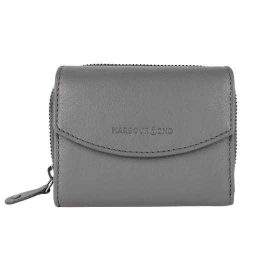 Geldbörse 12x10cm in Grau mit separatem Reißverschlussfach - leder-accessoires.com