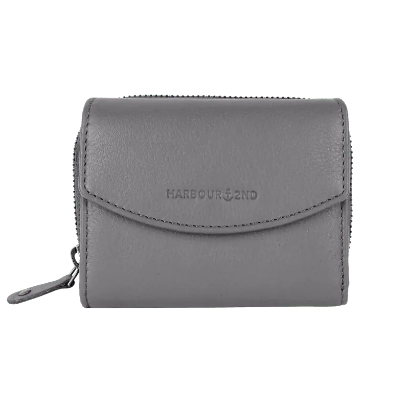 Geldbörse 12x10cm in Grau mit separatem Reißverschlussfach - leder-accessoires.com