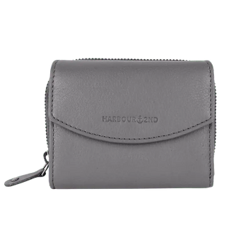 Geldbörse 12x10cm in Grau mit separatem Reißverschlussfach - leder-accessoires.com