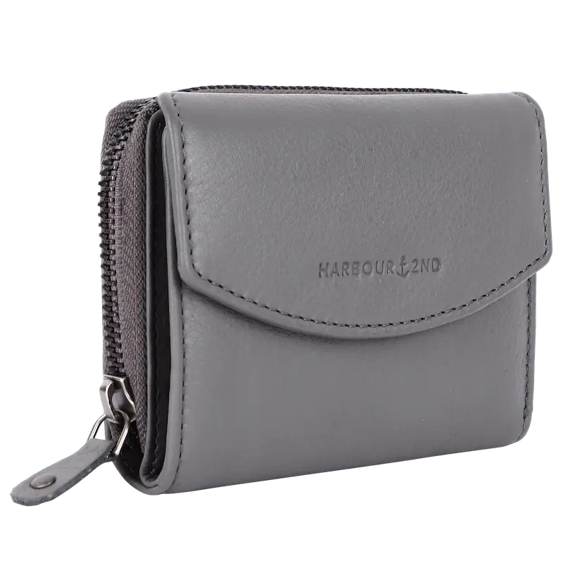 Geldbörse 12x10cm in Grau mit separatem Reißverschlussfach - leder-accessoires.com