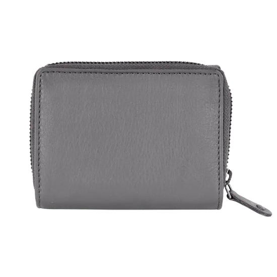 Geldbörse 12x10cm in Grau mit separatem Reißverschlussfach - leder-accessoires.com
