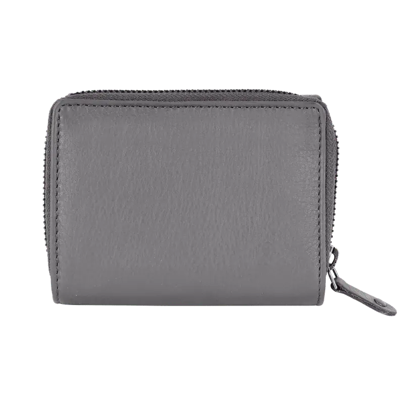 Geldbörse 12x10cm in Grau mit separatem Reißverschlussfach - leder-accessoires.com