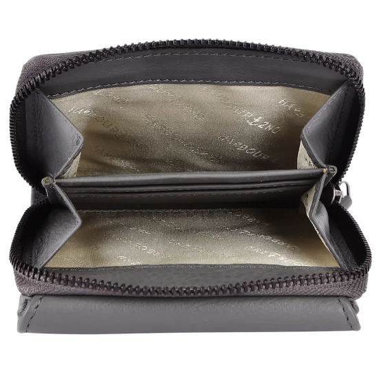 Geldbörse 12x10cm in Grau mit separatem Reißverschlussfach - leder-accessoires.com
