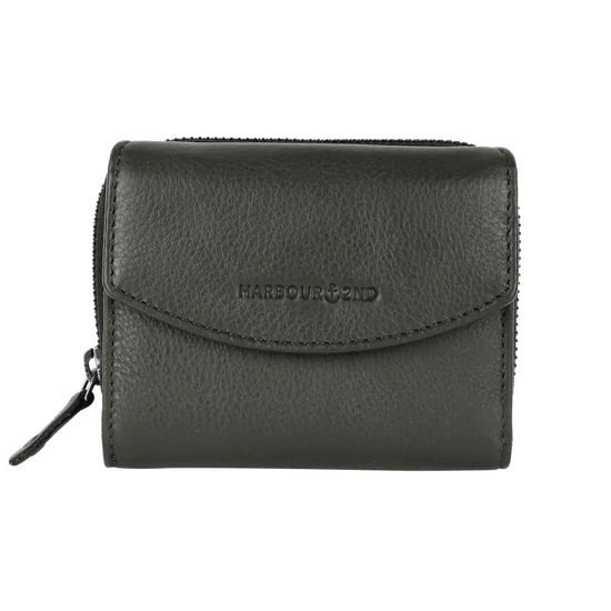 Geldbörse 12x10cm in Grün|Oliv mit separatem Reißverschlussfach - leder-accessoires.com