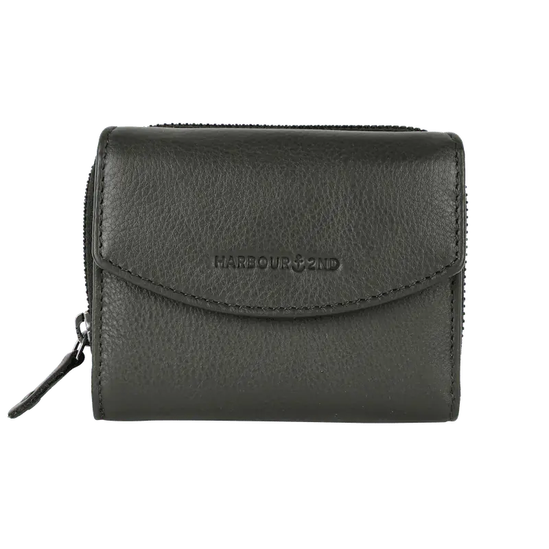 Geldbörse 12x10cm in Grün|Oliv mit separatem Reißverschlussfach - leder-accessoires.com