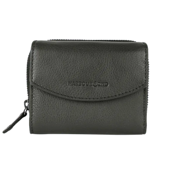 Geldbörse 12x10cm in Grün|Oliv mit separatem Reißverschlussfach - leder-accessoires.com
