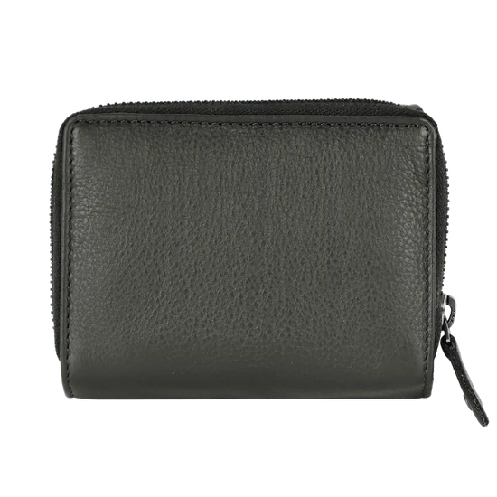 Geldbörse 12x10cm in Grün|Oliv mit separatem Reißverschlussfach - leder-accessoires.com
